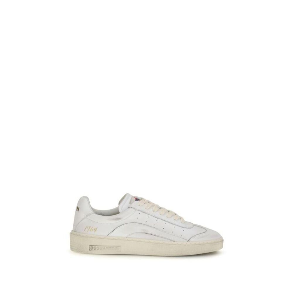 Dsquared² White Calf Leather Bos Taurus Low Top Men's Sneakers
